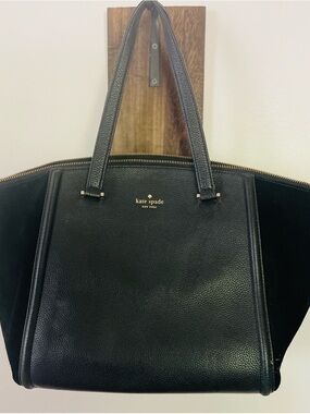 Kate Spade NY Black Pebbled Leather and suede Tote. Lewis Driver Alainie line.